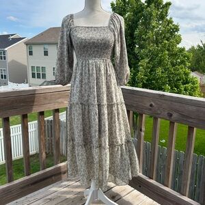 Mikarose boho cottage core floral Print Women's Dress XS